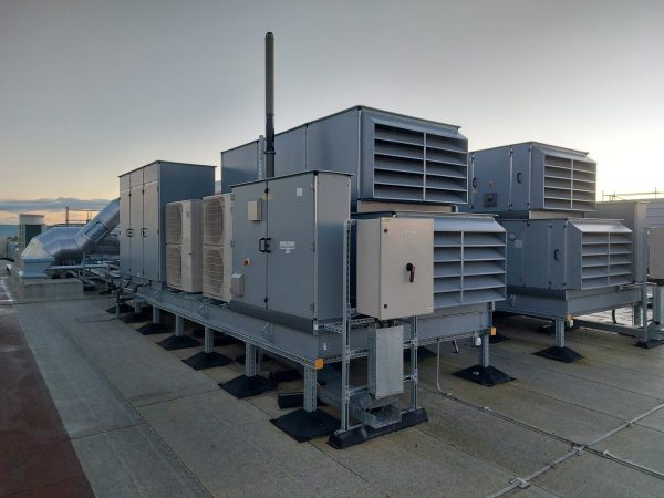 Custom modular AHUs installed on roof at client site
